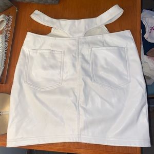 White Leather Missguided Cut out Skirt